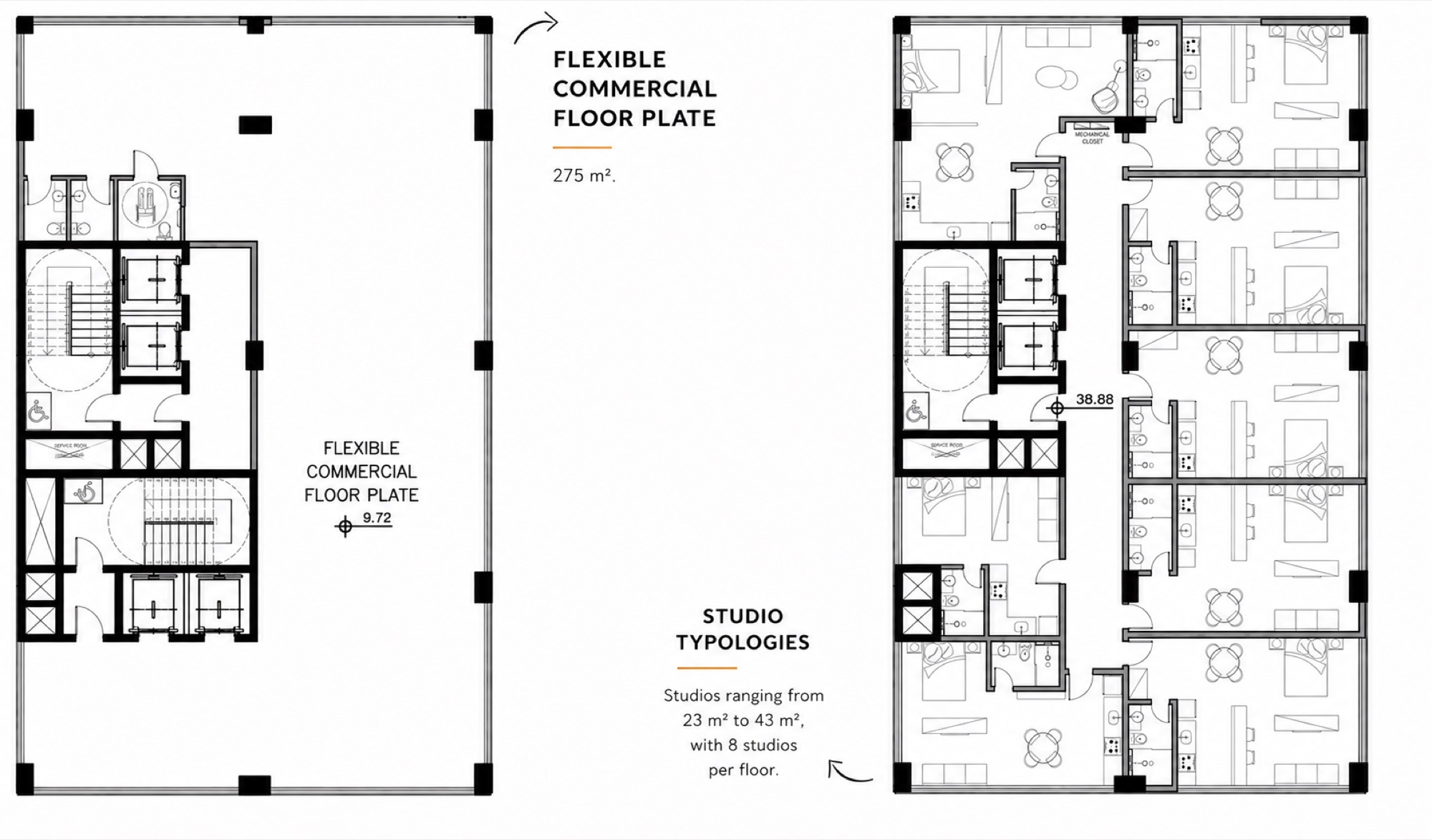Tower 02 flexible commercial floor plate and studio typologies
