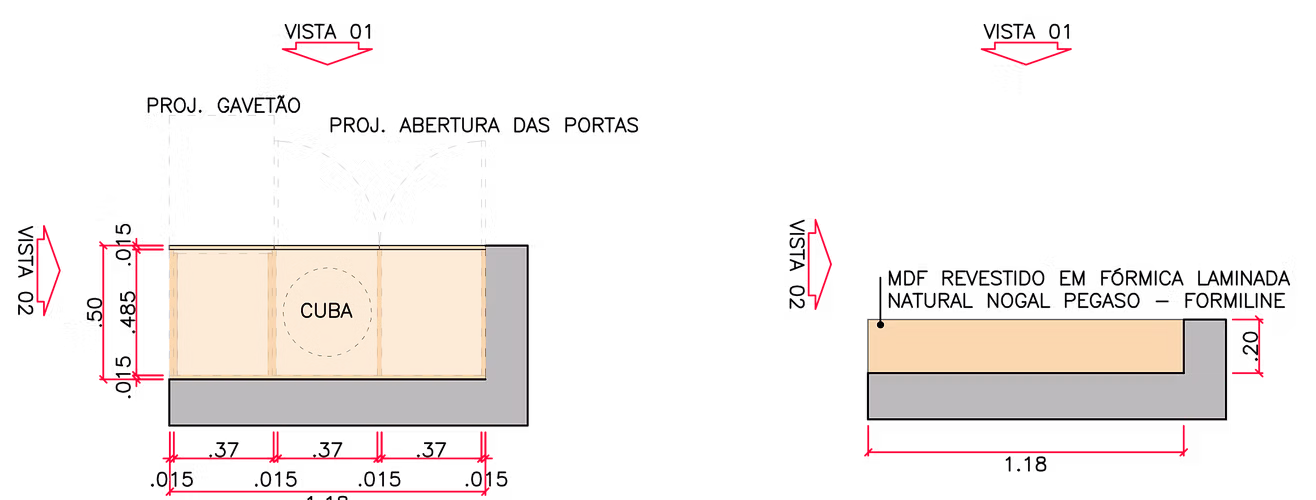 3-Piece Bathroom millwork detail