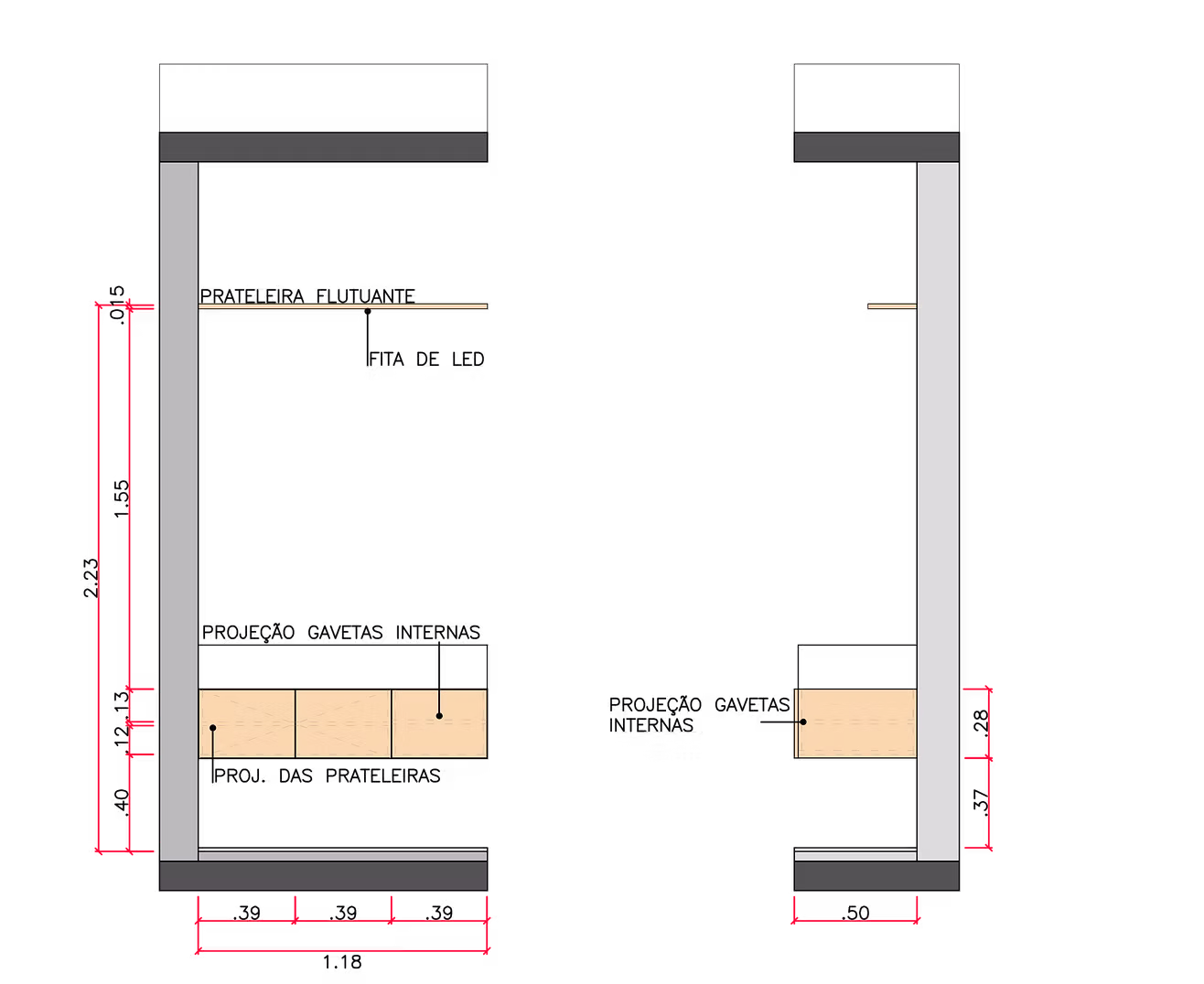 3-Piece Bathroom millwork detail