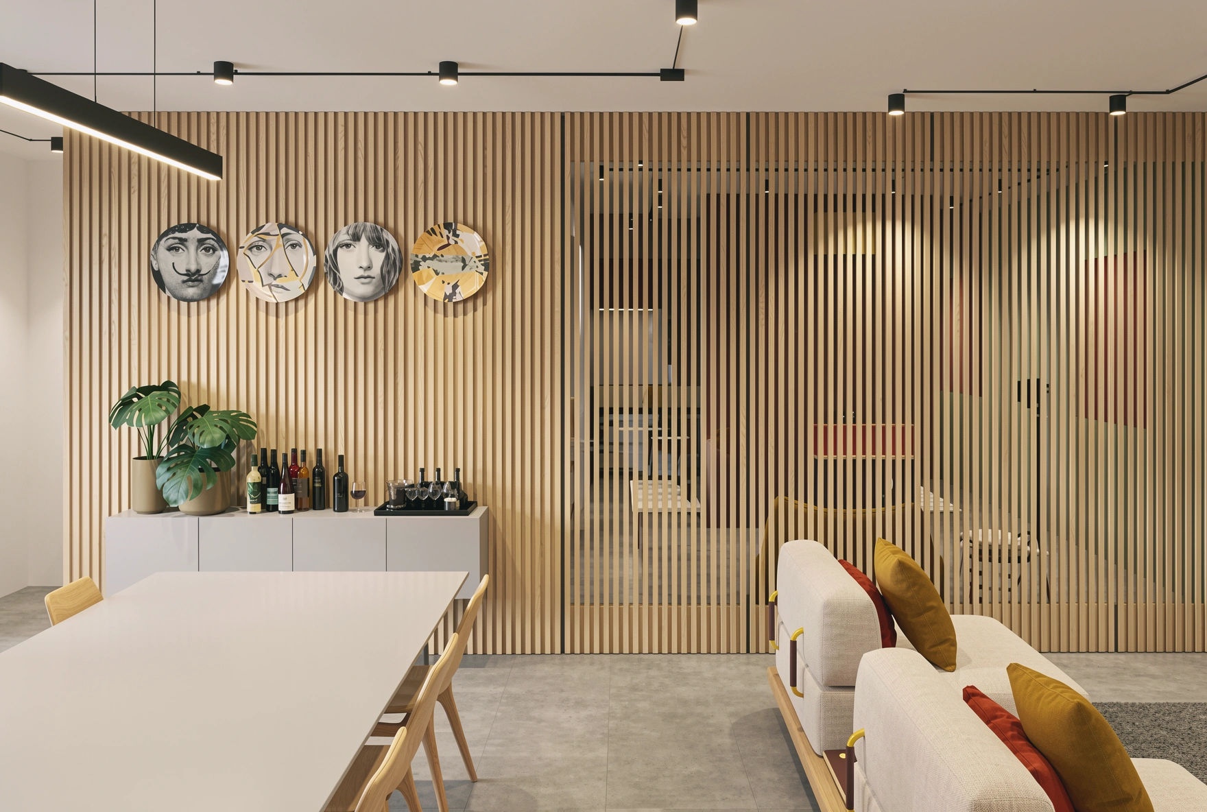 Living and dining render
