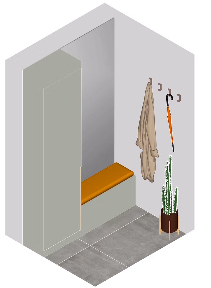 Hall isometric view