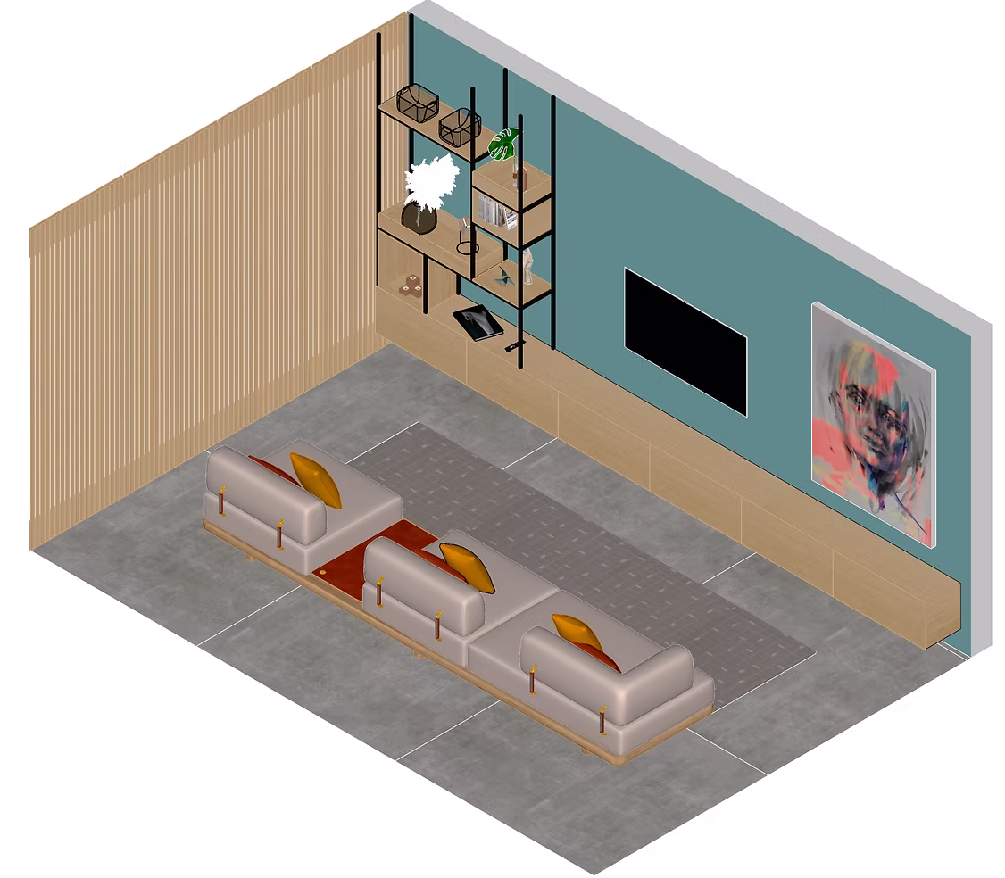 Living room isometric view
