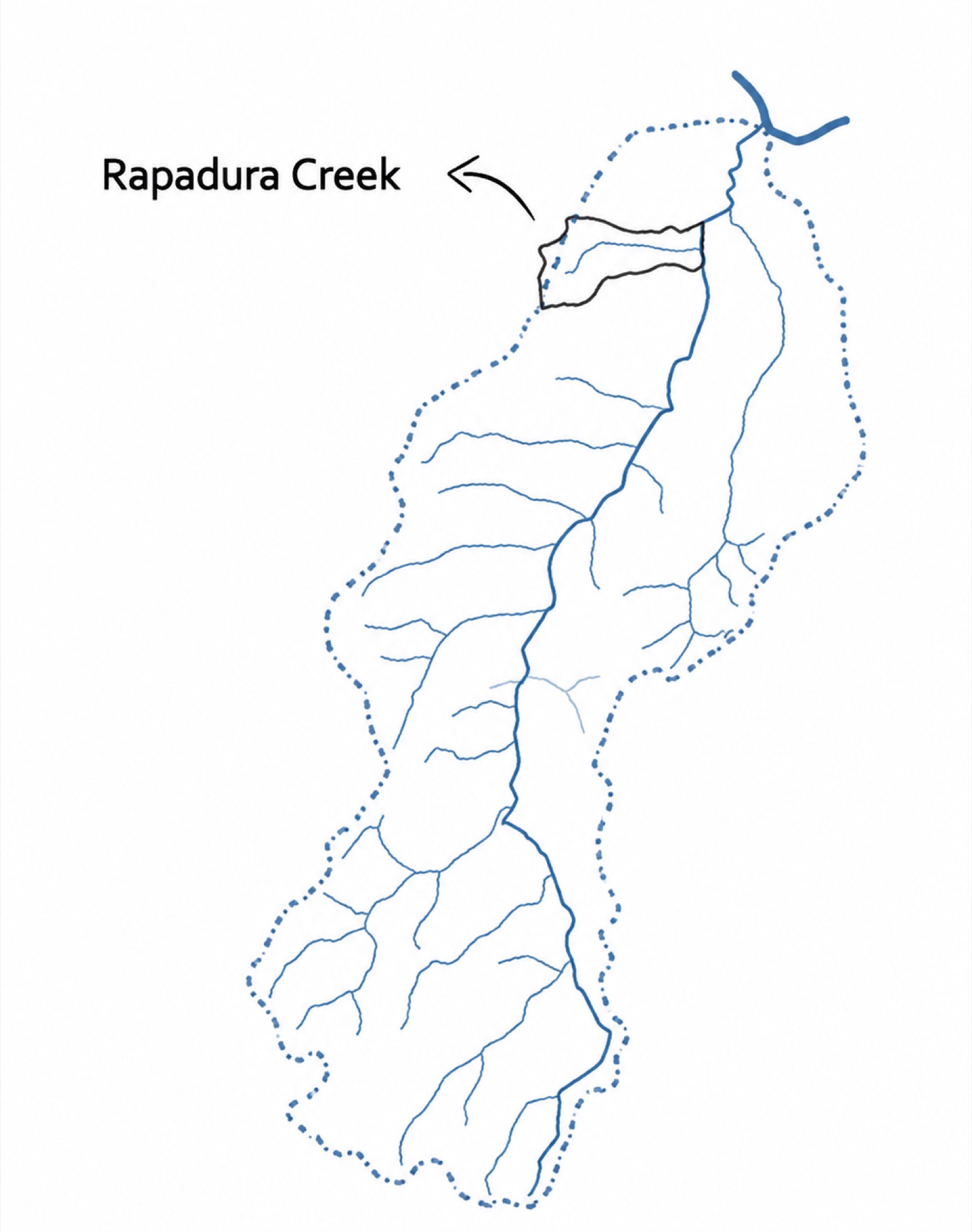 Diagram of the Rapadura Creek subwatershed