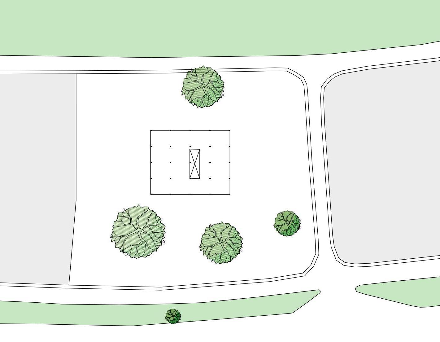 Site plan showing the building footprint